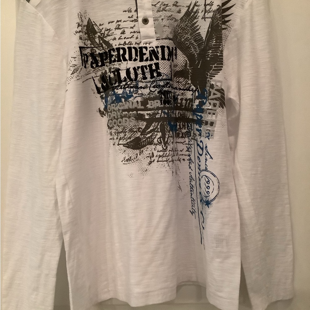 Paper Denim & Cloth White Long-Sleeve Graphic Henley